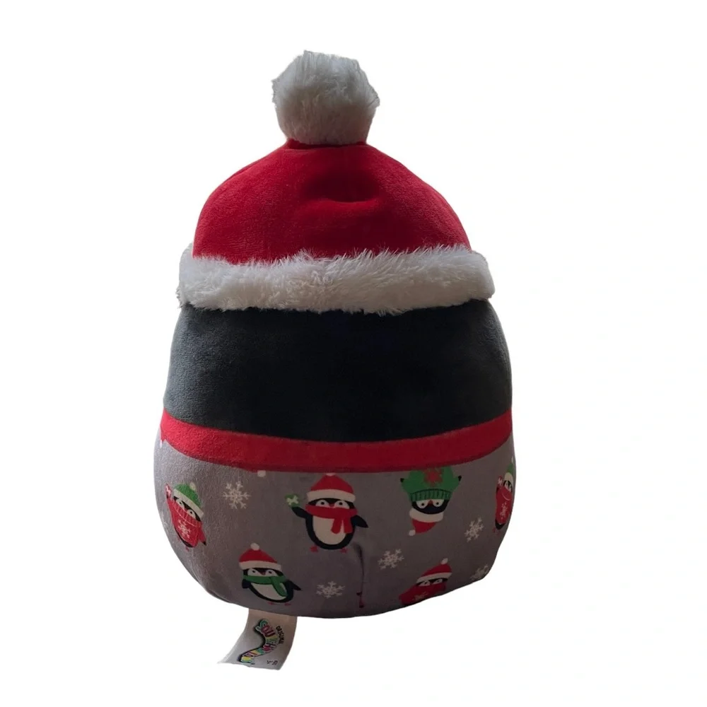 Squishmallows Luna Penguin with Santa hat & wearing pajamas